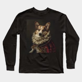 Royal Regalia: Corgi Princess Portrait Long Sleeve T-Shirt